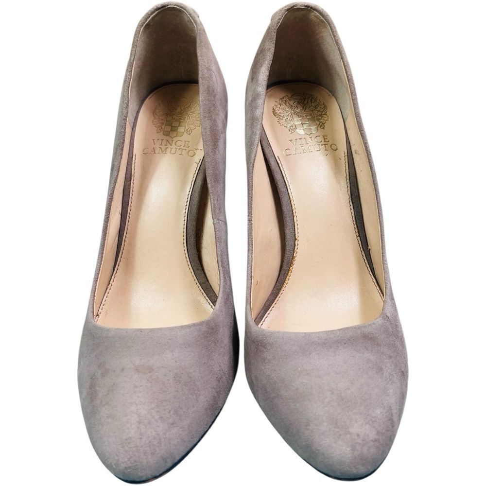 Vince Camuto Dallan Taupe Suede Heels - Picture 2 of 10